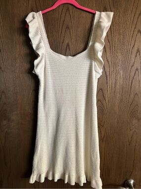 Anthropologie Cream Textured Knit dress